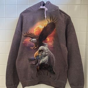 gildan heavy weight eagle motif hoodie sz m nwot
